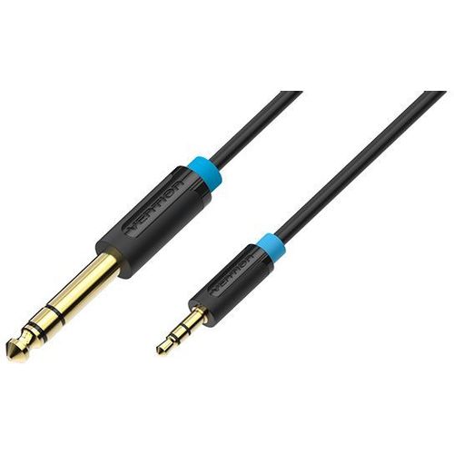 Кабель аудио VENTION Jack 3.5 (m) - Jack 6.3 (m), 3м, GOLD, черный [babbi]