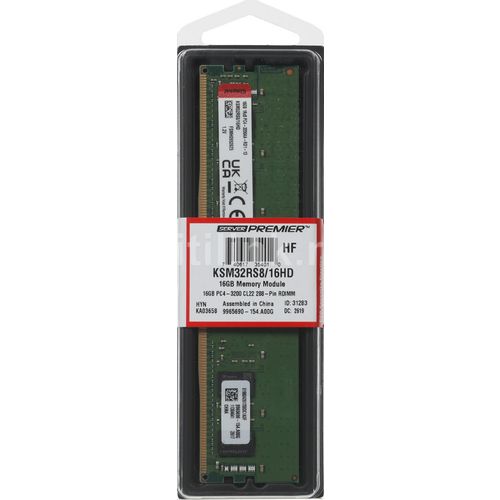 Память DDR4 Kingston KSM32RS8/16HD 16ГБ RDIMM, ECC, registered, PC4-25600, CL22, 3200МГц