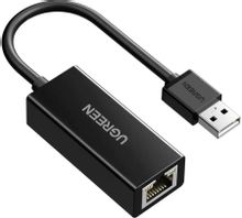 Изображение товара Адаптер UGREEN CR110 USB 2.0 A(m) — RJ-45(m), 0.1 м, феррит, экранирование, черный