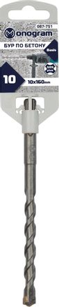 Бур MONOGRAM 087-751, по бетону/кирпичу/камню, 10мм, SDS-PLUS, 1шт