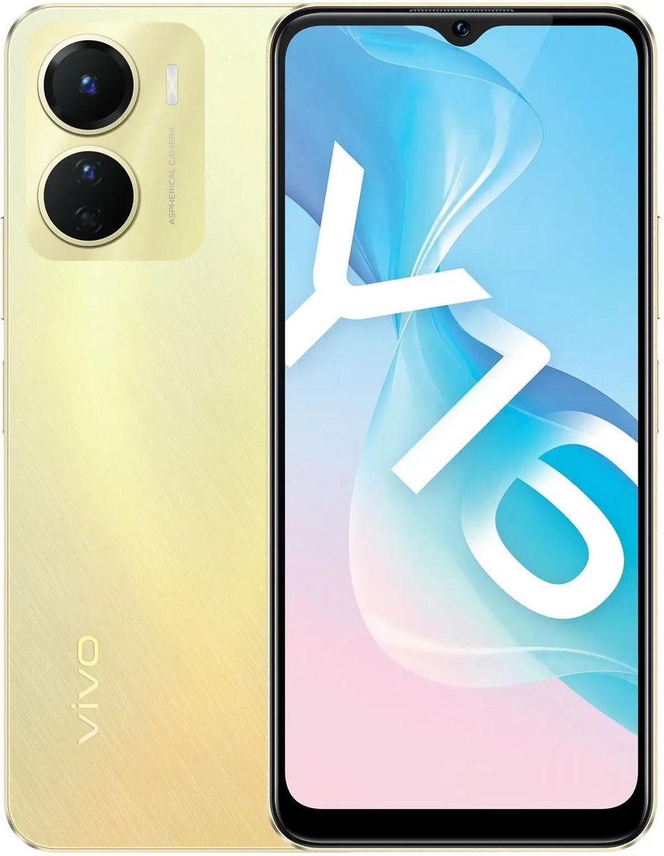 Характеристики Смартфон vivo Y16 4/64Gb, золотое сияние (1869293) смотреть  в СИТИЛИНК