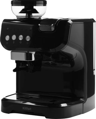Кофеварка KitFort КТ-7107,  рожковая,  черный  / серебристый