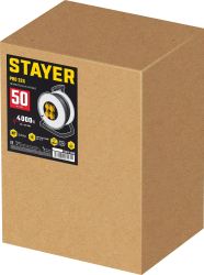 Удлинитель силовой Stayer 55076-50_z01, розеток 4шт, 3x2.5 кв.мм, 50м, КГ, катушка, черный