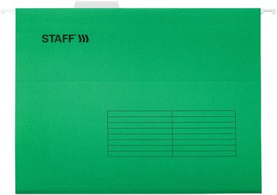 Папка подвесная STAFF 270929, A4, картон, зеленый, 10шт