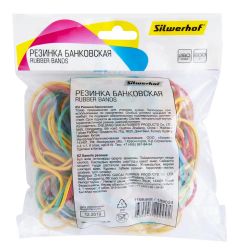 Резинки для купюр Silwerhof 60мм (диам.), 2мм (шир.), 200грамм, ассорти, пластиковый пакет