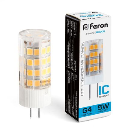 Упаковка ламп LED FERON G4,  капсульная, 5Вт, LB-432, 10 шт. [25862-10]