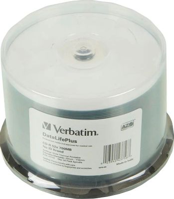 Оптический диск CD-R Verbatim 700МБ 52x, 50шт., 43756, cake box, printable