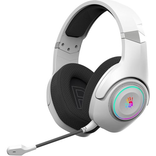 Гарнитура игровая A4TECH Bloody GR270, для компьютера и игровых консолей, мониторные, Bluetooth/радио, белый