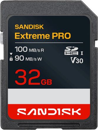 Карта памяти SDHC UHS-I Sandisk Extreme Pro 32 ГБ, 100 МБ/с, Class 10, SDSDXXO-032G-GSCIN, 1 шт., без адаптера