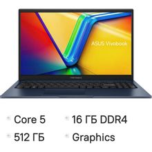 Изображение товара Ноутбук ASUS Vivobook 15 X1504VA-BQ590 15.6 IPS FHD Intel Core 5 16ГБ 512ГБ SSD без ОС синий