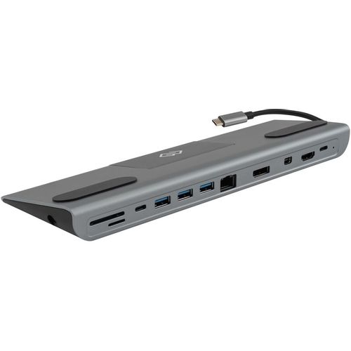 Стыковочная станция Digma DS-991, USB Type-C, 1хHDMI, 1хDP, 1хminiDP, 1хRJ-45, 1хUSB Type-C, 3хUSB 3.0, серый