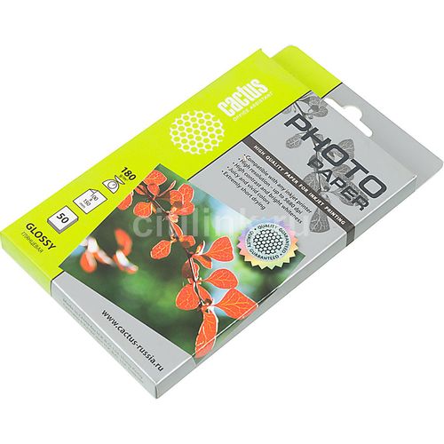 Фотобумага Cactus CS-GA618050, для струйной печати, 50л, 180г/м2, белый, покрытие глянцевое
