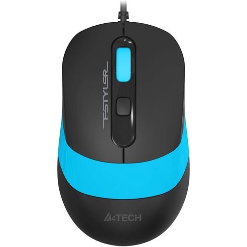 Мышь проводная A4TECH Fstyler FM10S, оптическая, USB, 1600dpi, черный и синий [fm10s usb blue]