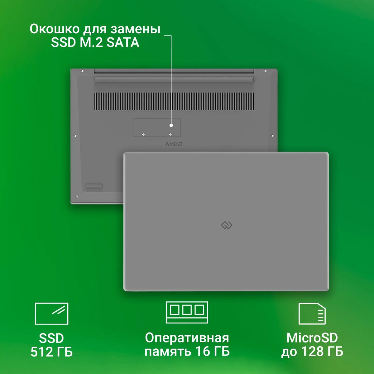Ноутбук Digma EVE 15 C423 NR515ADXW01, 15.6", IPS, AMD Ryzen 5 3500U, 4-ядерный, 16ГБ DDR4, 512ГБ SSD,  AMD Radeon  Vega 8, серый космос