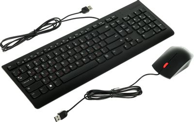 Комплект (клавиатура+мышь) Lenovo Wired Combo Essential, USB, проводной, черный [4x30l79912]