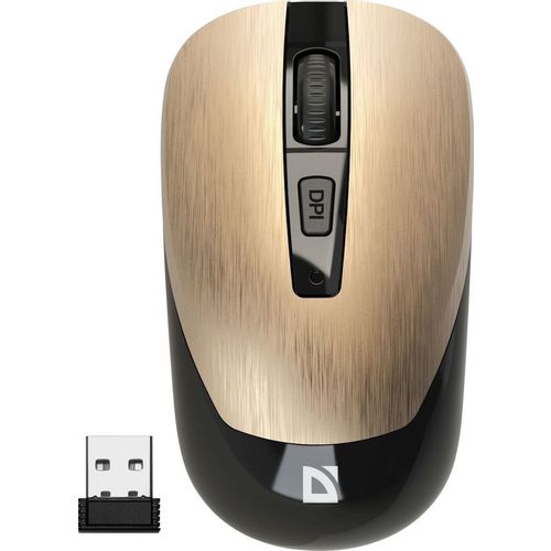 Мышь беспроводная Defender Wave MM-995, радио, оптическая, USB, 1600dpi, золотистый [52994]
