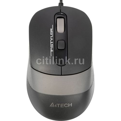 Мышь проводная A4TECH Fstyler FM10, оптическая, USB, 1600dpi, черный и серый [fm10 grey]