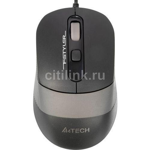 Мышь проводная A4TECH Fstyler FM10, оптическая, USB, 1600dpi, черный и серый [fm10 grey]