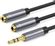 Изображение товара Кабель-переходник аудио PREMIER PCH-235,  2xJack 3.5 (f) -  Jack 3.5 (m),  0.2м, GOLD,  черный