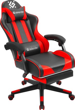 Кресло игровое Defender Rock, экокожа, до 120кг, черный/красный