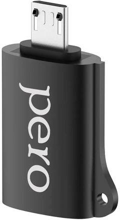Переходник PERO AD-02,  micro USB (m) -  USB (f),  черный [prad02mubk]