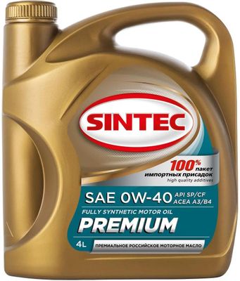 Моторное масло SINTEC Premium, 0W-40, 4л, синтетическое [322778]