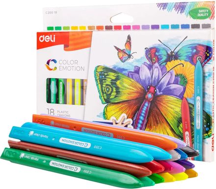 Мелки восковые Deli Color Emotion EC20010, трехгранные, 18 цветов