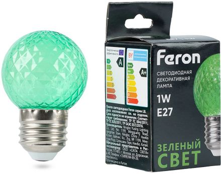 Упаковка ламп LED FERON E27,  шар, 1Вт, LB-385, 10 шт. [52163-10]