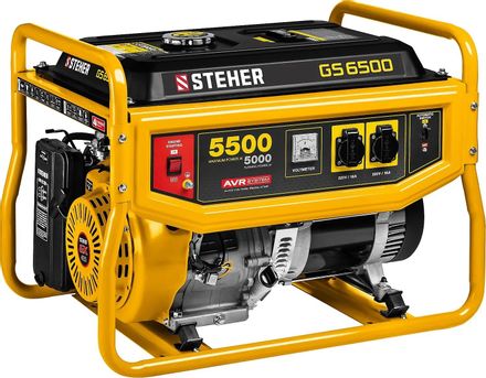 Бензиновый генератор STEHER GS-6500, 220 В, 5.5кВт