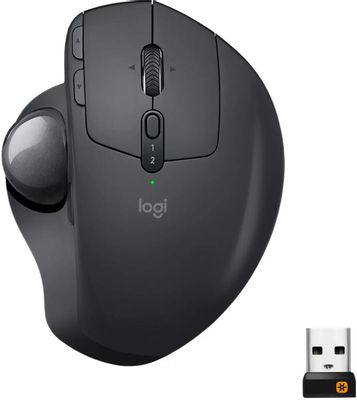 Трекбол Logitech Trackball MX Ergo, оптическая, беспроводная, USB, графитовый [910-005179]
