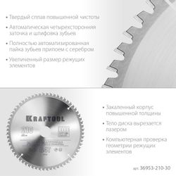 Пильный диск Kraftool 36953-210-30, 210мм, по алюминию