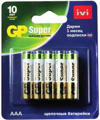 AAA Батарейка GP Super Alkaline 24A/IVI-2CR10,  10 шт.