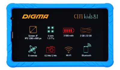 Детский планшет Digma CITI Kids 81 8",  2GB, 32GB, 3G,  Wi-Fi,  Android 10.0 Go синий [cs8233mg]