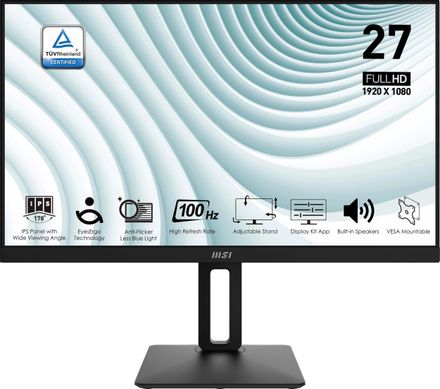 27" Монитор MSI Pro MP271AP,  1920x1080,  IPS,  100Гц,  1хHDMI,  1хDP,  черный [9s6-3pa29t-086]