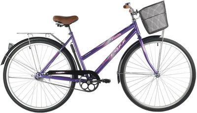 Велосипед FOXX Fiesta городской (взрослый), колеса 28", фиолетовый, 18.1кг, с корзиной [28shc.fiesta.20vt1]