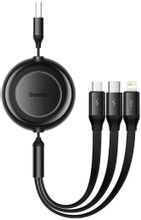 Изображение товара Кабель BASEUS CAMJ010001,  Lightning (m)/USB Type-C (m)/micro USB (m) -  USB (m),  1.1м,  плоский,  3.5A,  черный