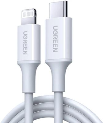 Кабель UGREEN 60747,  Lightning (m) -  USB Type-C (m),  MFI,  белый
