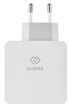 Изображение товара Сетевое зарядное устройство Digma DGPD-45W-WG,  USB-A,  USB-C, 45Вт, 3A, белый