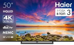 50" Телевизор HAIER 50H6GUX HQLED, 4K Ultra HD, СМАРТ ТВ, Google TV, черный