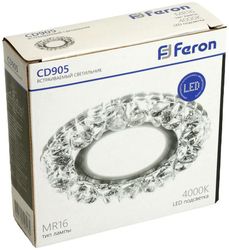 Светильник FERON 28848, патрон GU5.3 встраиваемый, на потолок, хром