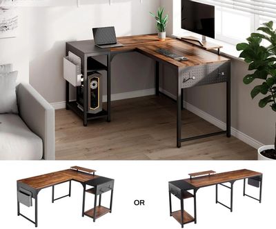 Стол компьютерный EUREKA ZX-L150B-RWB, ЛДСП, темно-коричневый