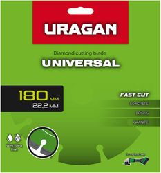 Алмазный диск URAGAN 36705-180, по бетону, кирпичу, камню