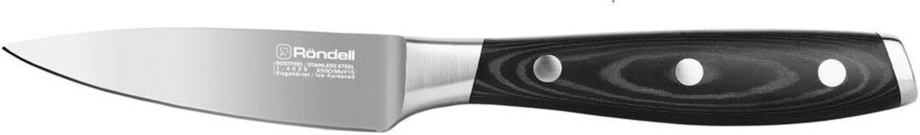 Нож Rondell Falkata, для чистки овощей и фруктов, 90мм, заточка прямая, стальной, черный [0330-rd-01]