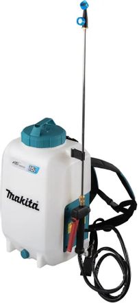 Опрыскиватель Makita DUS158Z, аккумуляторный, ранцевый, 15л, белый/бирюзовый