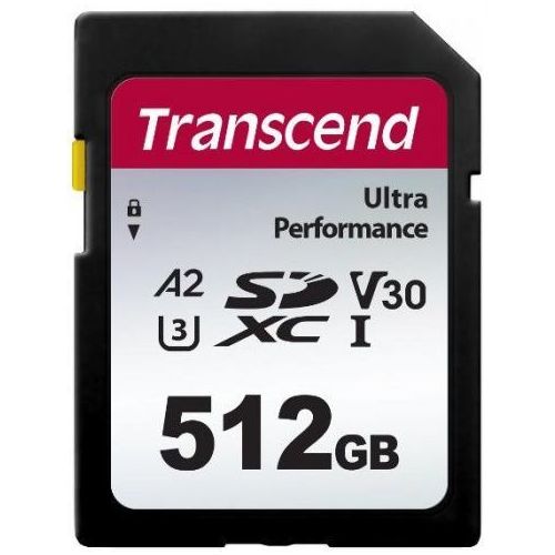 Карта памяти SDXC UHS-I U3 Transcend 512 ГБ, 160 МБ/с, Class 10, TS512GSDC340S, 1 шт., без адаптера