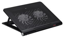 Подставка для ноутбука Buro BU-LCP170-B214, 17", 398х300х29 мм, 2хUSB, вентиляторы 2 х 140 мм, 926г, черный
