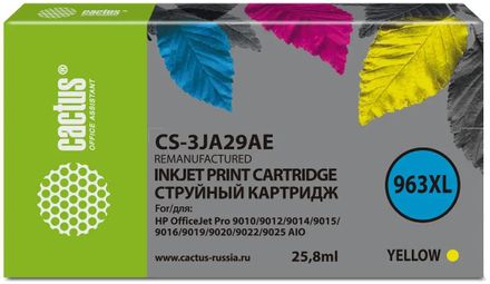 Картридж Cactus CS-3JA29AE, 963XL, желтый пигментный / CS-3JA29AE