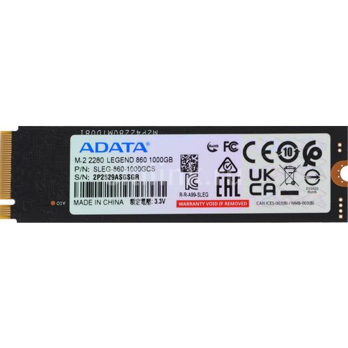 1ТБ SSD накопитель A-Data Legend 860 M.2 2280, PCIe 4.0 x4, NVMe, M.2 [sleg-860-1000gcs]