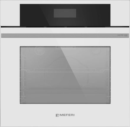 Духовой шкаф электрический MEFERI Ultra MEO606WH, 65л, дверца с 2 стеклами, белый/нержавеющая сталь