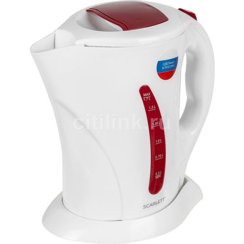 Чайник электрический Scarlett SC-EK14E08, 2200Вт, белый и бордовый SCARLETT